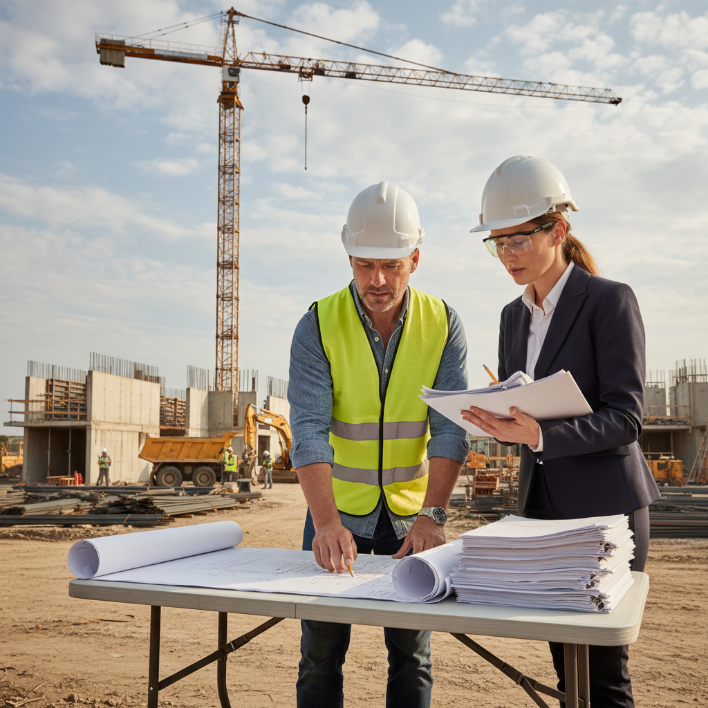 Builder and client reviewing CPD course material NSW
