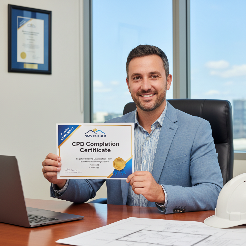 NSW builder holding instant CPD certificate ready for licence renewal