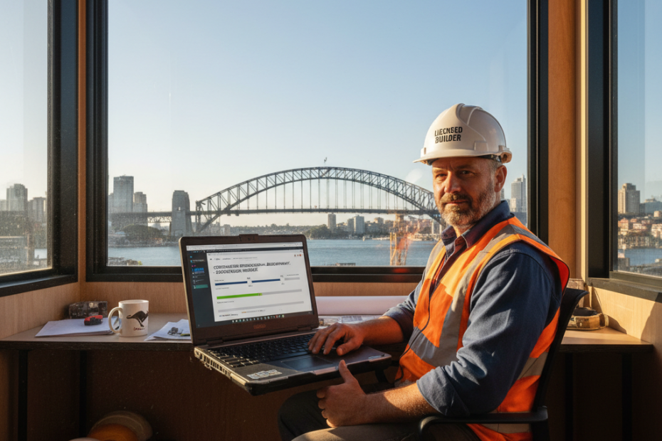 NSW builder completing online CPD points course in Sydney — Builders CPD Online RTO 91528