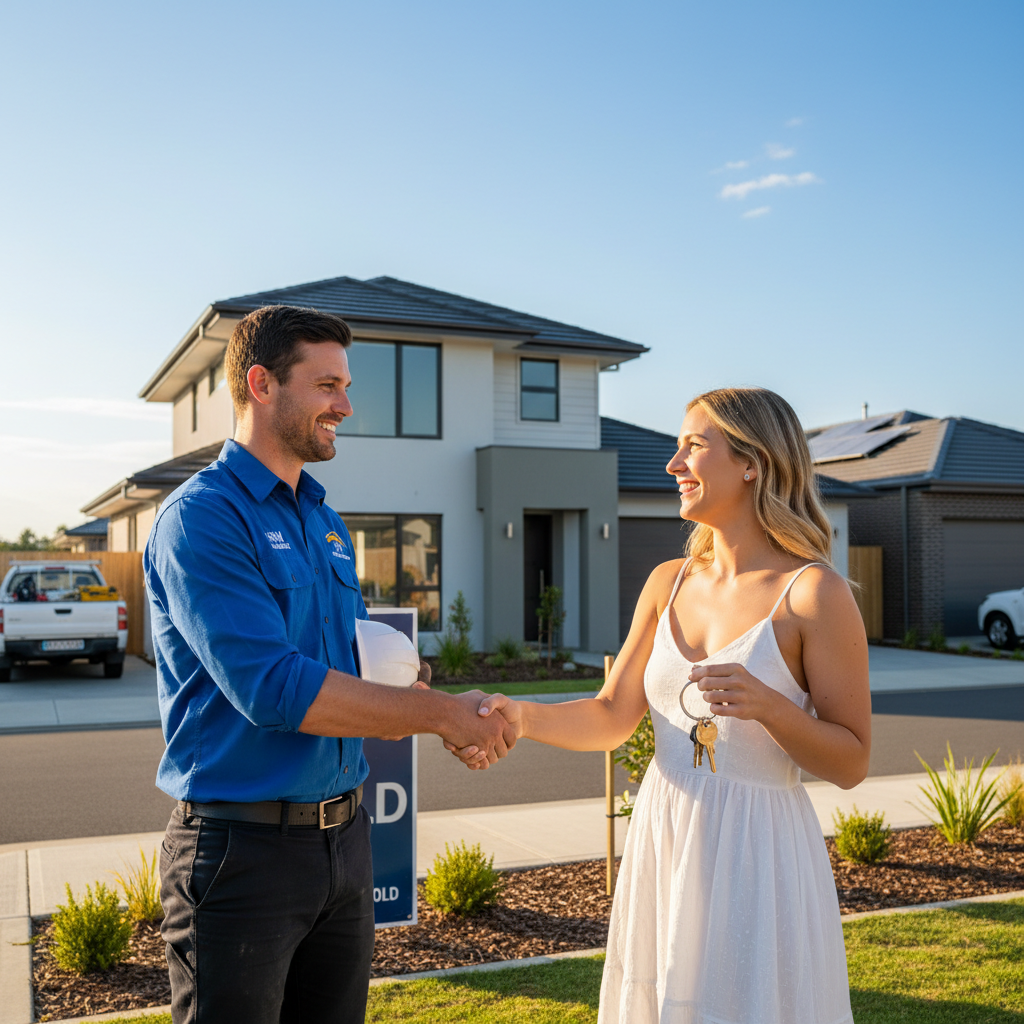 NSW builder shaking hands with happy homeowner — Customer Service CPD — Builders CPD Online RTO 91528