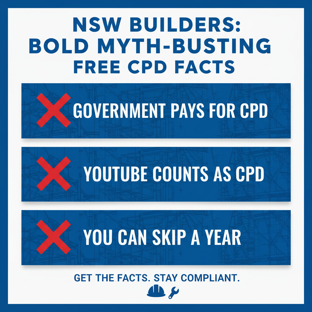 Free CPD myths debunked for NSW builders — Builders CPD Online RTO 91528