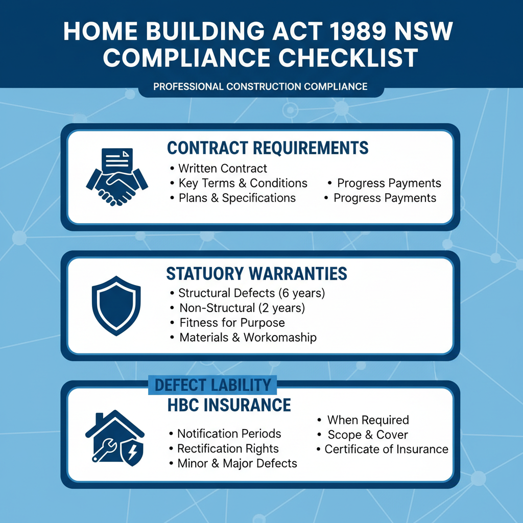 Home Building Act 1989 NSW compliance checklist — Legal and Regulatory CPD — Builders CPD Online RTO 91528