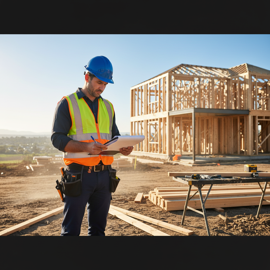 Licensed NSW builder on residential construction site