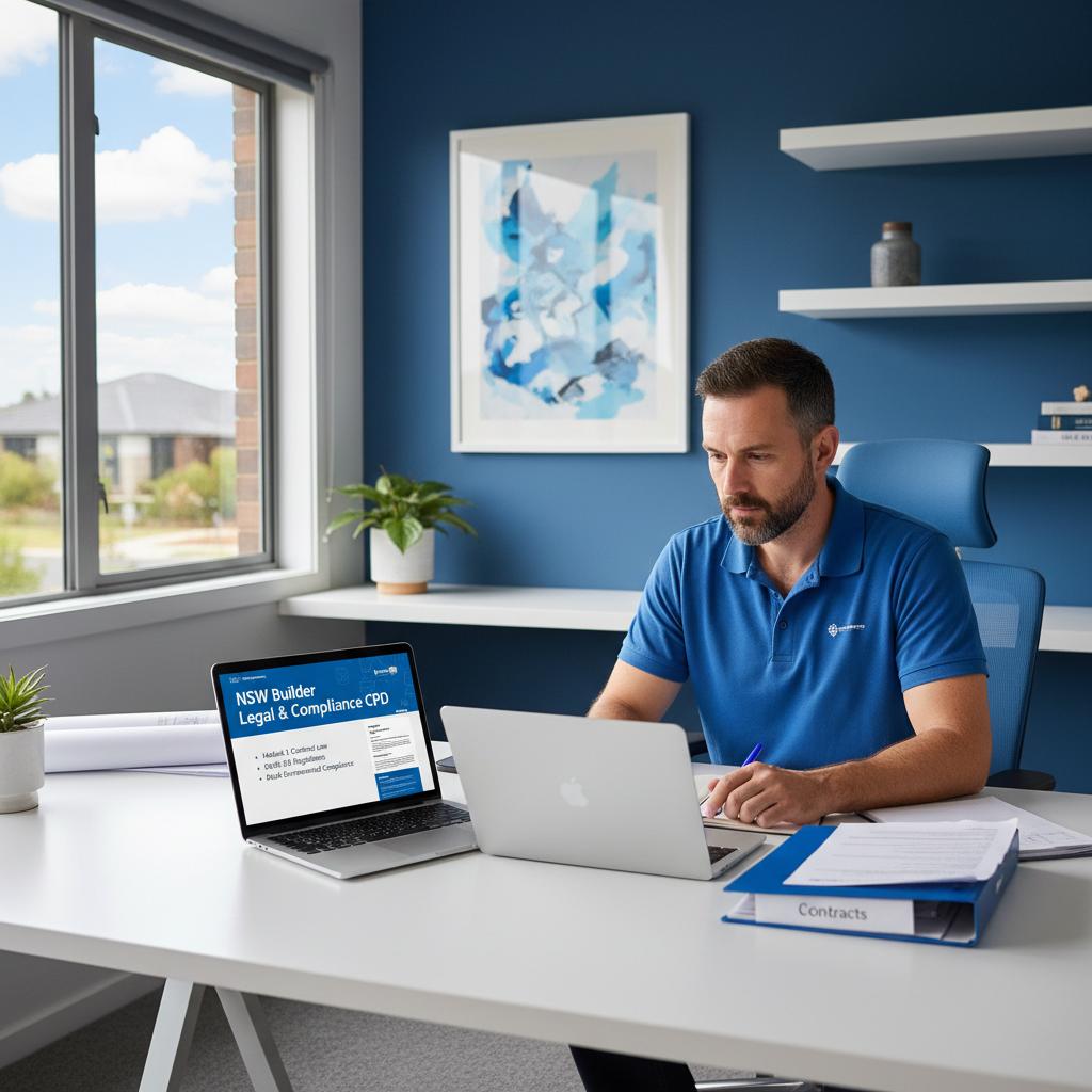 NSW builder completing Legal and Compliance CPD online — Builders CPD Online RTO 91528