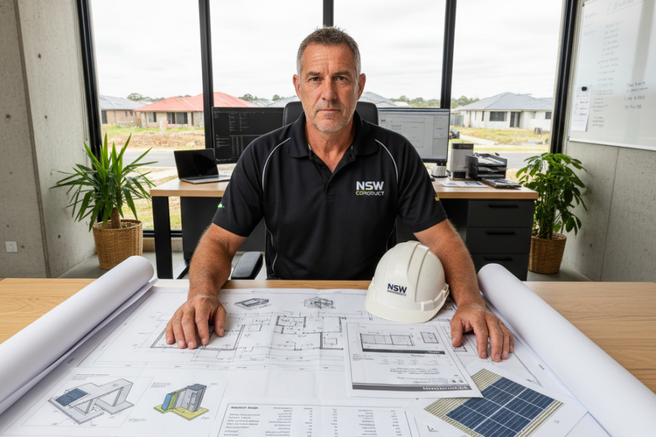 NSW builder reviewing sustainability and energy efficiency building plans — Sustainability CPD — Builders CPD Online RTO 91528