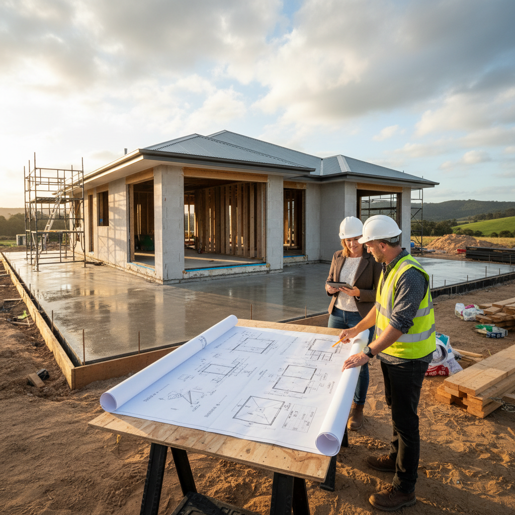 NSW residential home under construction showing passive solar design features