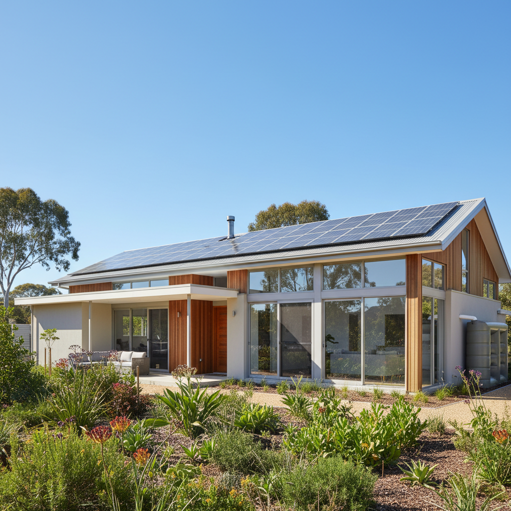 Modern Australian energy-efficient home with solar panels — sustainability CPD NSW