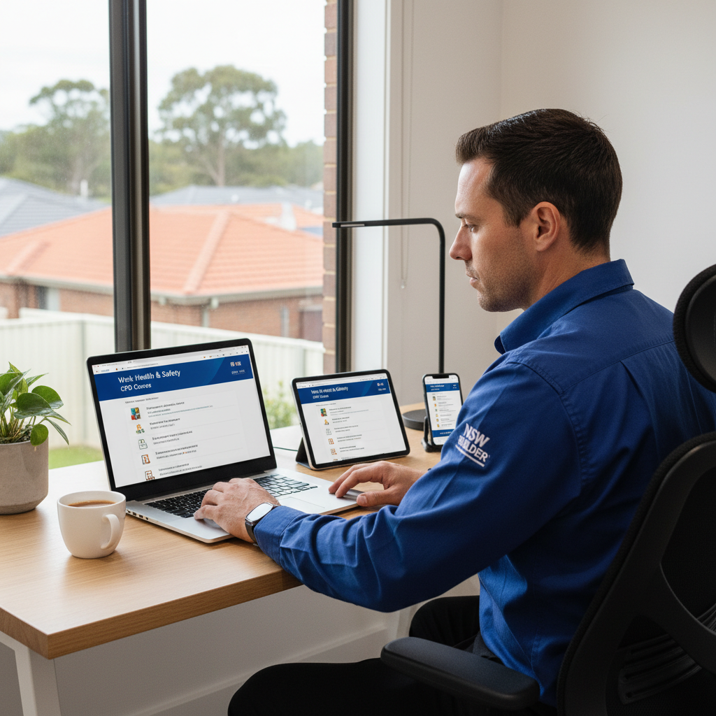 NSW builder completing WHS CPD course online — Builders CPD Online RTO 91528