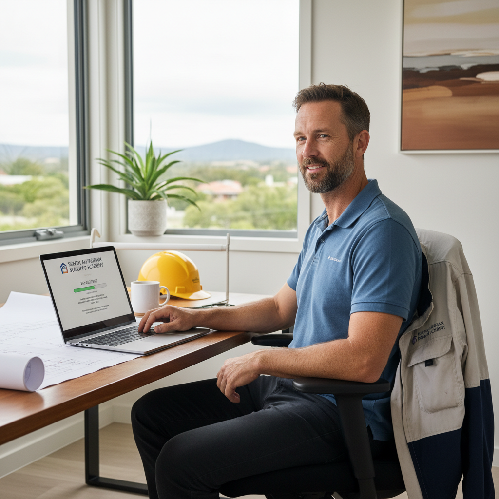 South Australian builder completing online CPD course from Adelaide office — Builders CPD Online RTO 91528