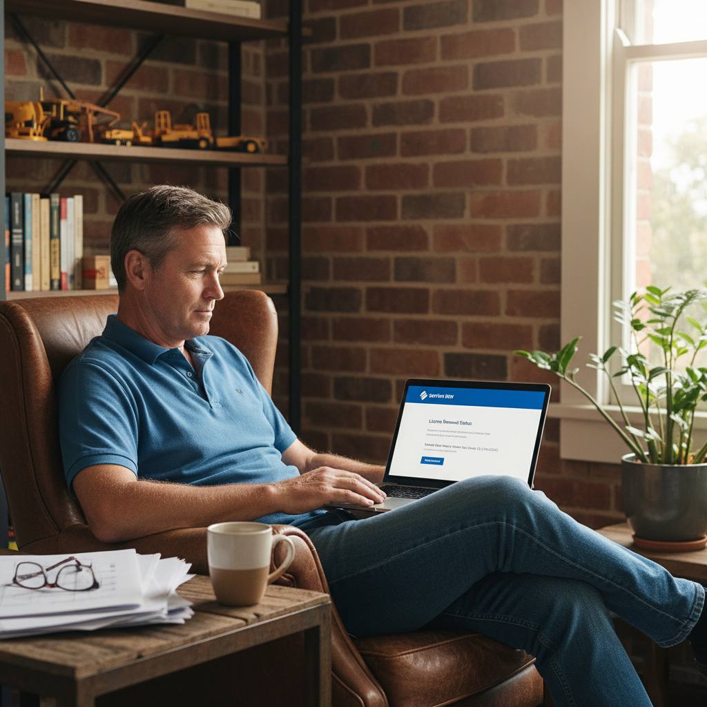 NSW builder checking licence status on Service NSW website — avoid lapsed licence — RTO 91528