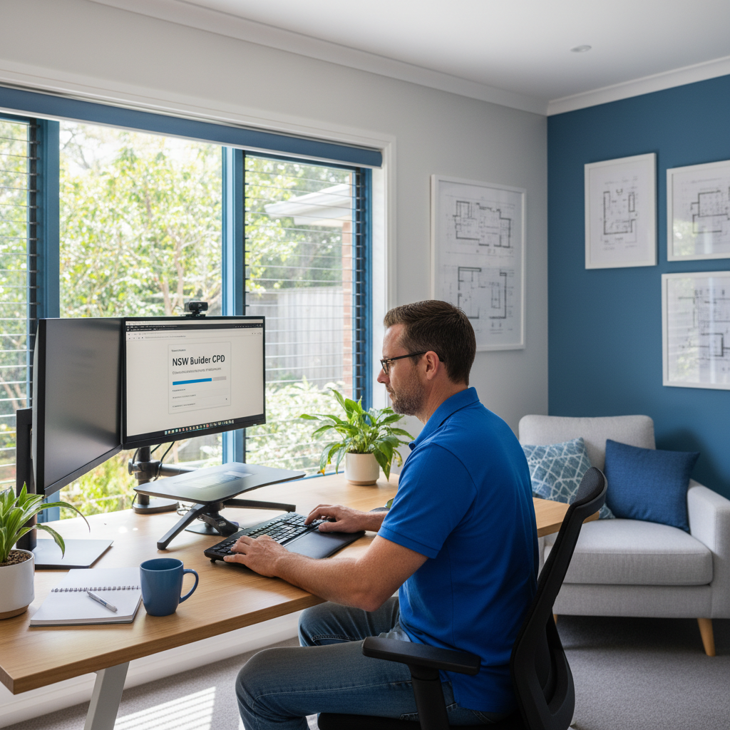 NSW builder completing online CPD from Brisbane home office — Builders CPD Online RTO 91528