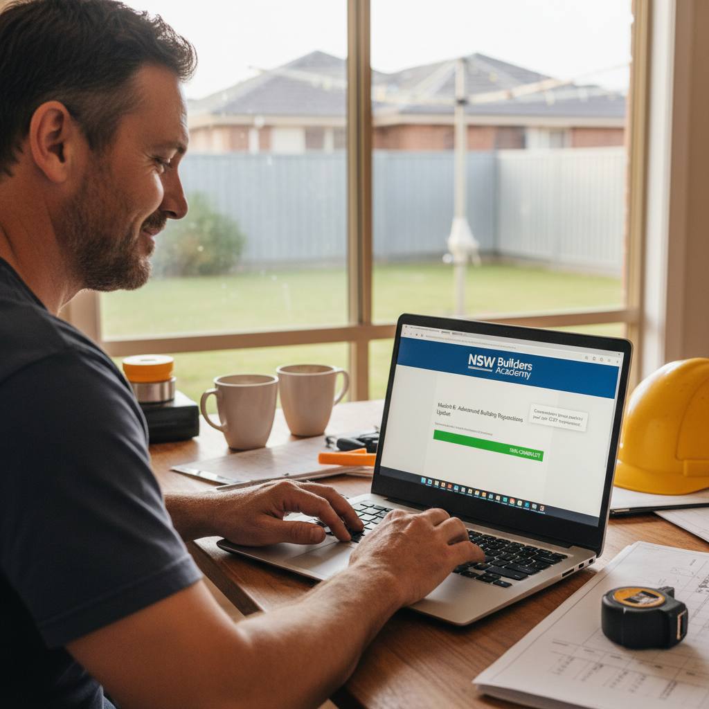 NSW builder finishing last CPD course online — 100% complete — Builders CPD Online RTO 91528