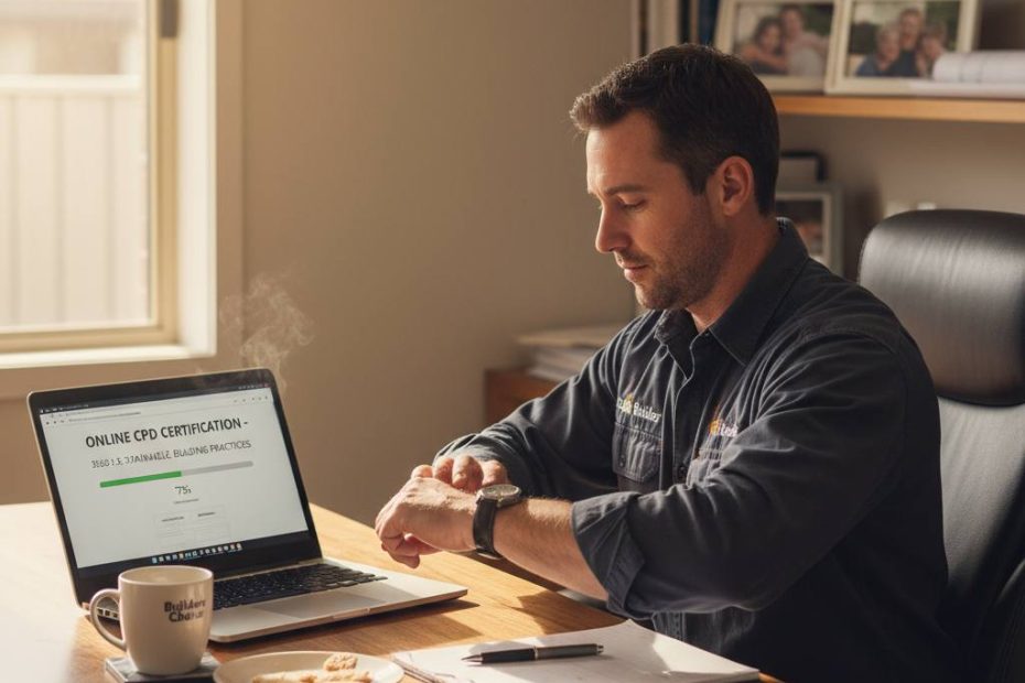 NSW builder completing 12 CPD points online on laptop — how long does it take — Builders CPD Online RTO 91528