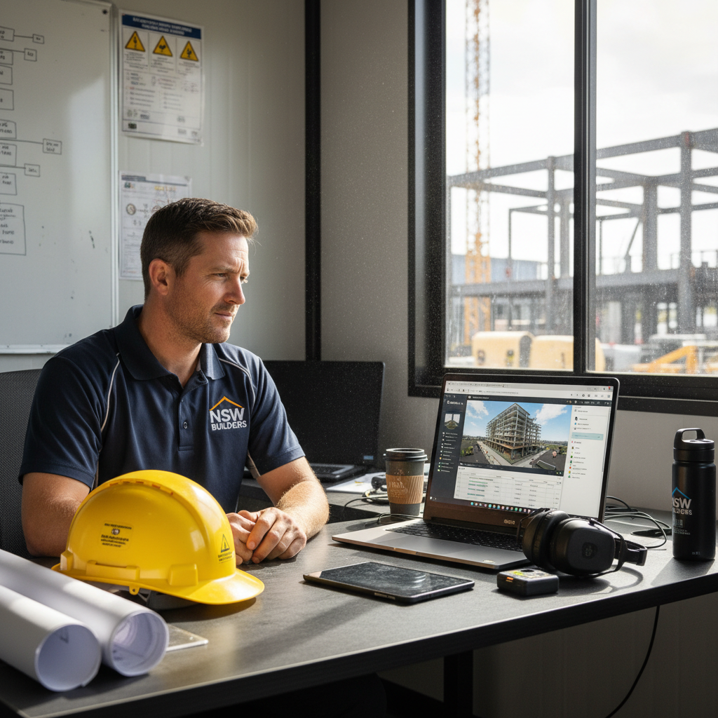 NSW builder using digital project management software at site office — Digital Literacy CPD