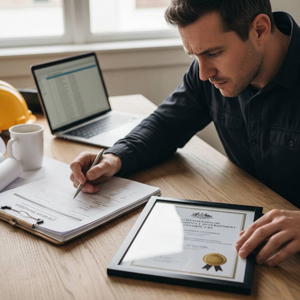NSW builder comparing employer training records with CPD certificate — RTO requirement — RTO 91528