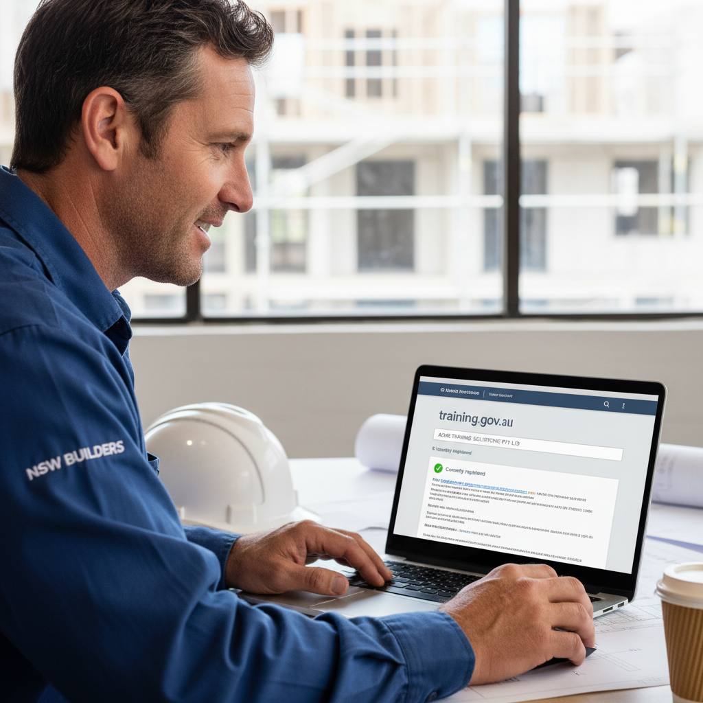 NSW builder checking training.gov.au RTO register — verifying CPD course provider — RTO 91528