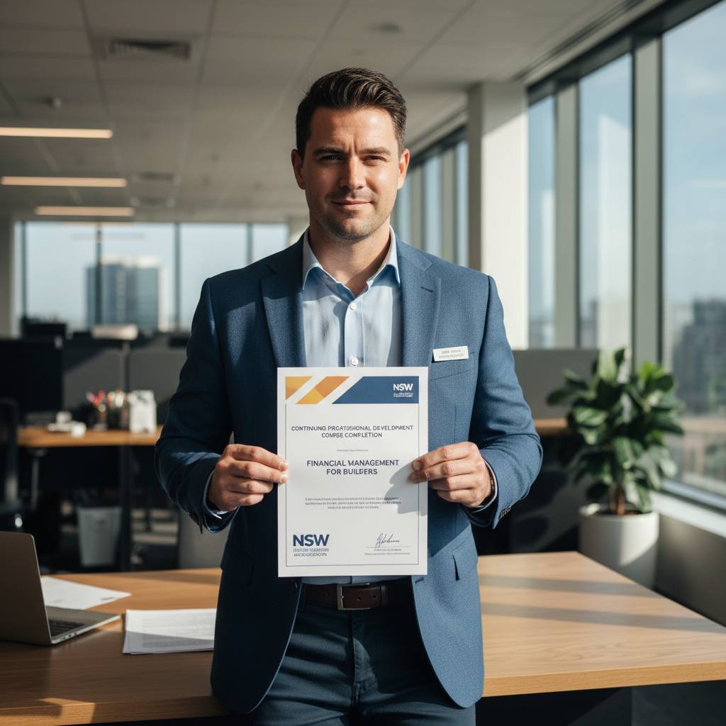 NSW licensed builder with CPD certificate for financial management — Builders CPD Online RTO 91528