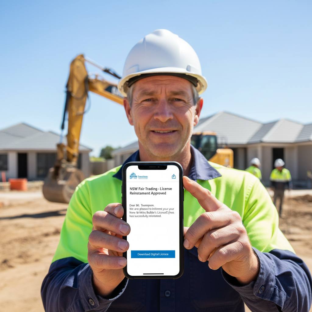 NSW builder completing licence reinstatement application online — Fair Trading — RTO 91528