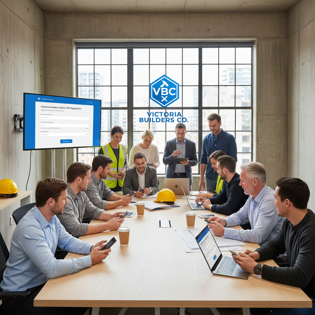 Victoria builders registering for online CPD on mobile devices — collaborative team training
