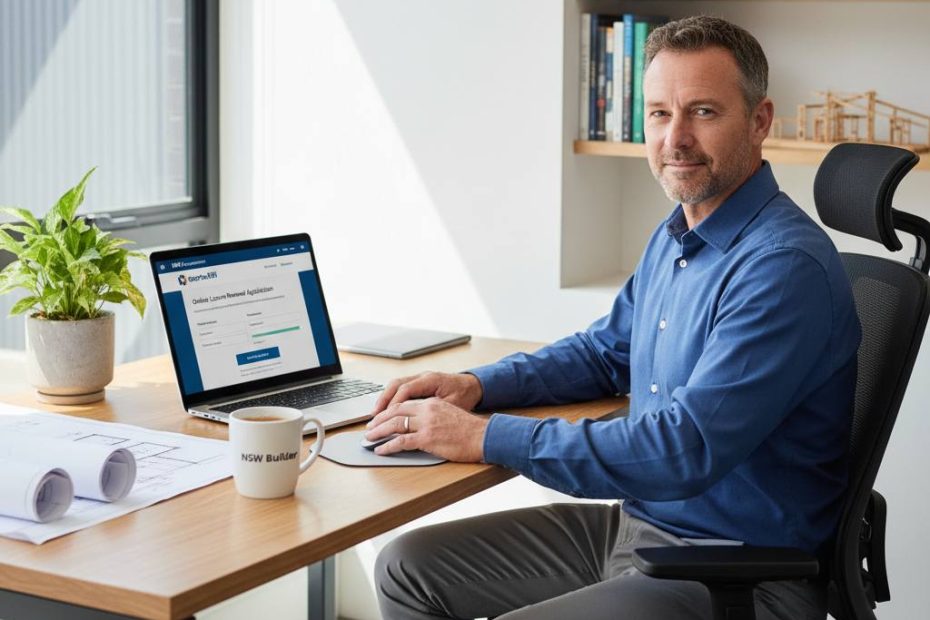 NSW licensed builder completing contractor licence renewal online through Service NSW — Builders CPD Online RTO 91528