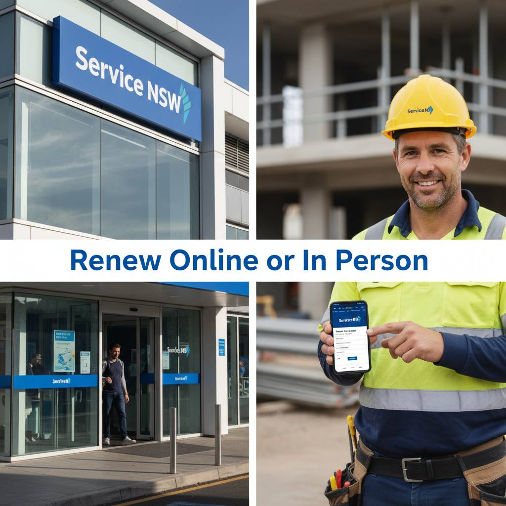 Service NSW Centre and online renewal options for NSW builder contractor licence — renewal process 2026