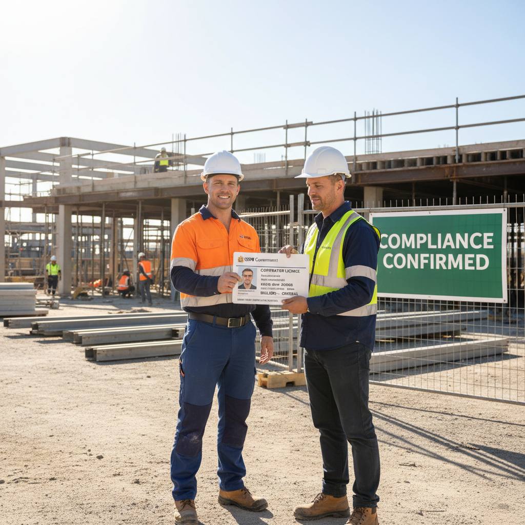 NSW builder showing contractor licence card — professionally licensed — RTO 91528