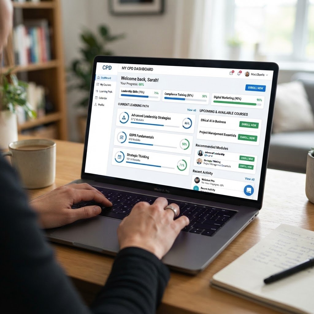 Online CPD course dashboard showing learning areas and enrollment options — RTO 91528