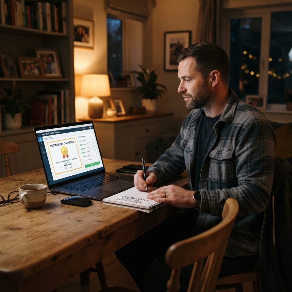 NSW builder completing an online CPD course after a Fair Trading notice