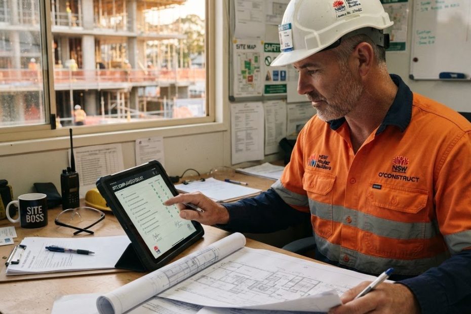 Licensed NSW builder reviewing 8 CPD learning areas compliance — Builders CPD Online RTO 91528