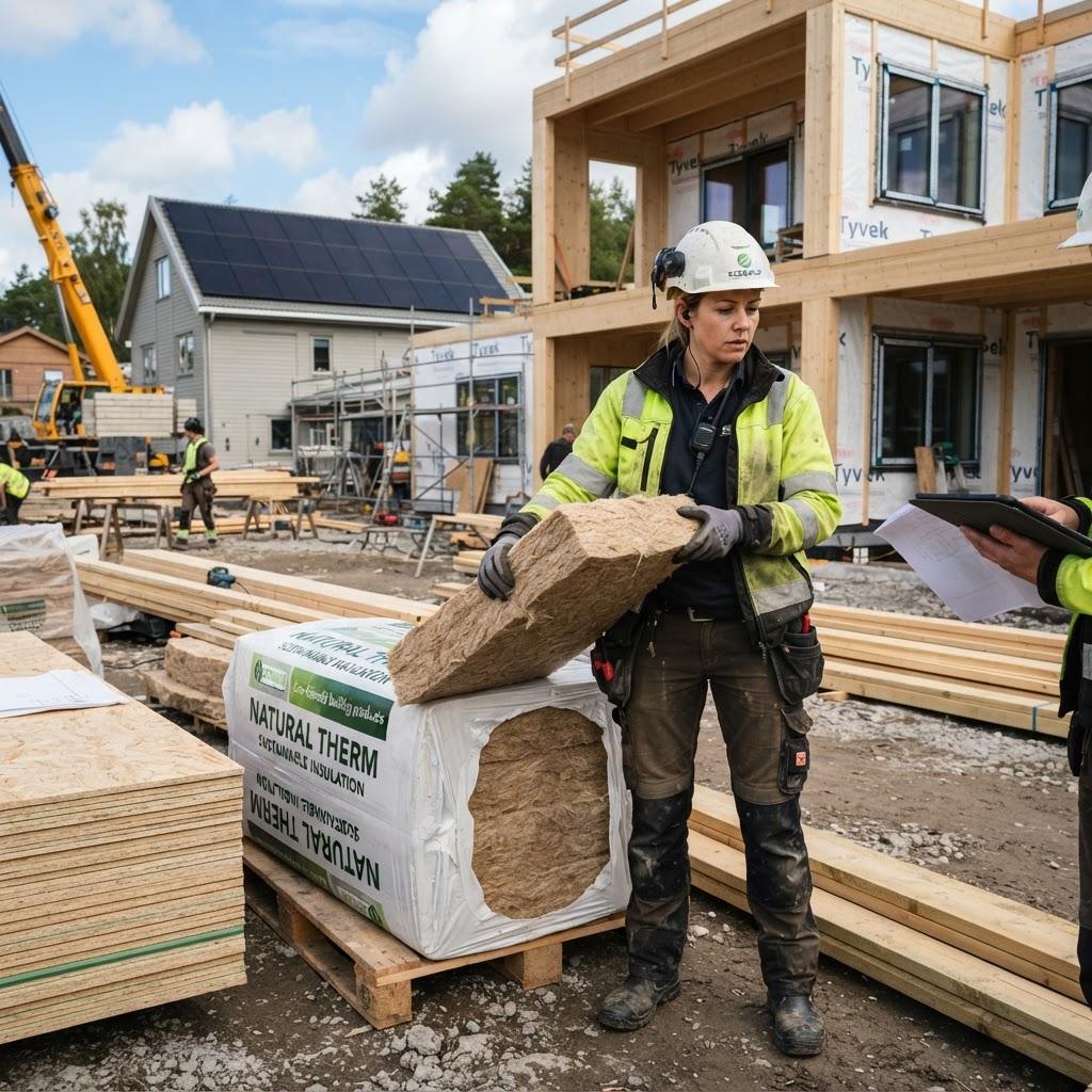 NSW builder inspecting sustainable building materials for sustainability CPD learning area
