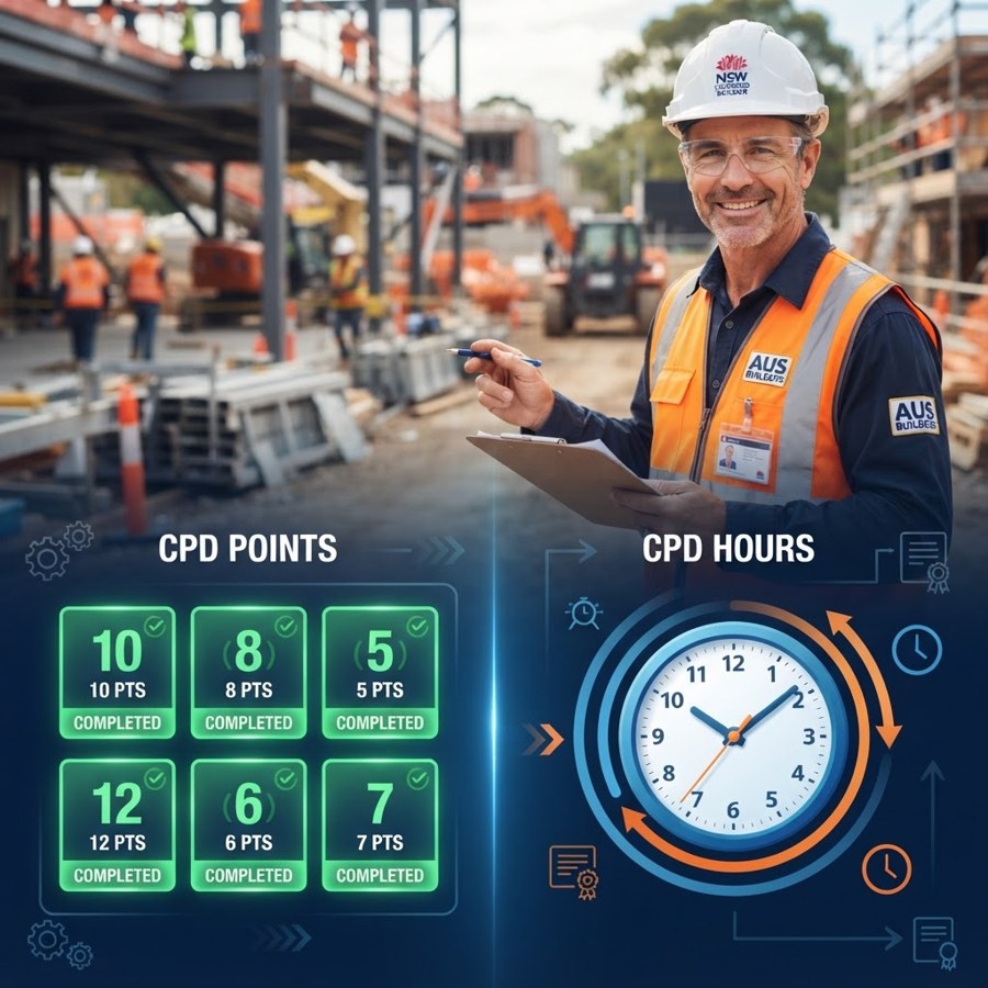 Visual comparison of CPD points and study hours for a licensed NSW builder - CPD points versus hours - Builders CPD Online