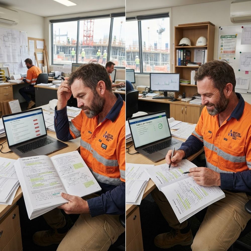 NSW builder checking corrected answers after an online CPD assessment - CPD quiz answers - RTO 91528
