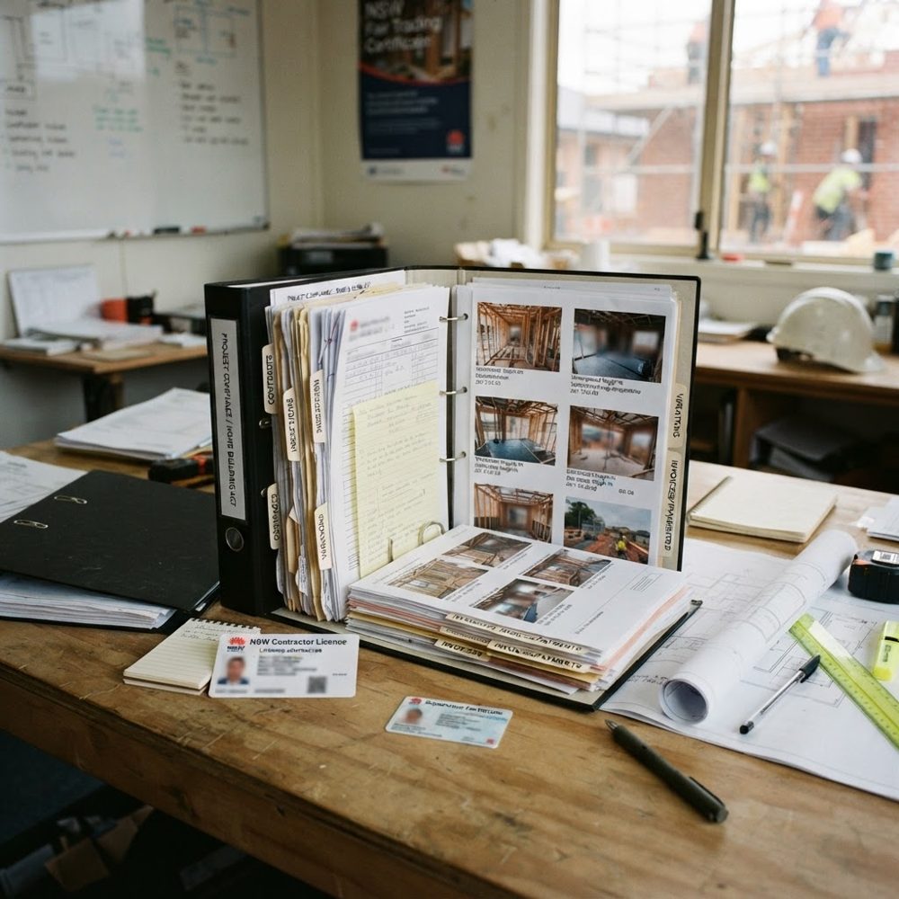 NSW builder organising records for Home Building Act liability - builder compliance documents - Builders CPD Online RTO 91528